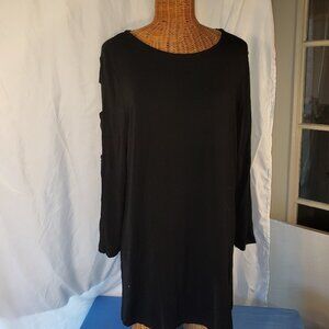Zennergy by Chico's Black Long Sleeve w/block cutouts Tunic Top Size 2